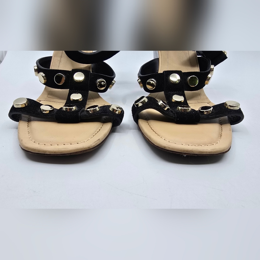 Balenciaga Leather Studded Accent T-Strap Sandals - Picture 3 of 16